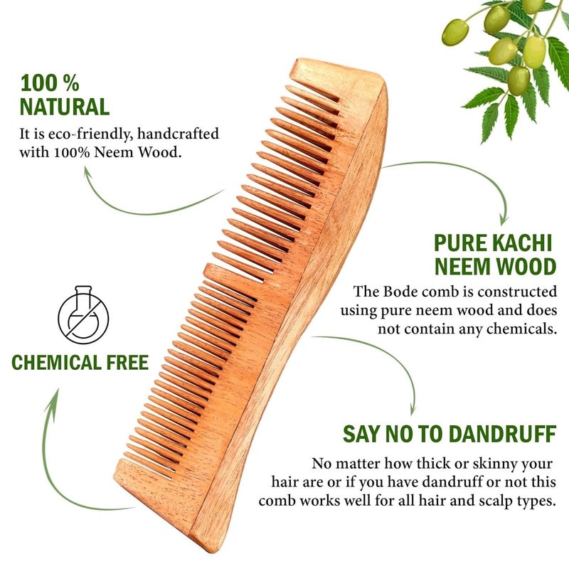 Faigy 4pc Kacchi Neem Comb, Wooden Comb | Hair Growth, Hairfall, Dandruff Control | Hair Straightening, Frizz Control | Comb for Men, Women | Treated with Oil and Herbs - Image 3