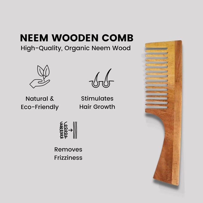 Faigy 4pc Kacchi Neem Comb, Wooden Comb | Hair Growth, Hairfall, Dandruff Control | Hair Straightening, Frizz Control | Comb for Men, Women | Treated with Oil and Herbs - Image 5