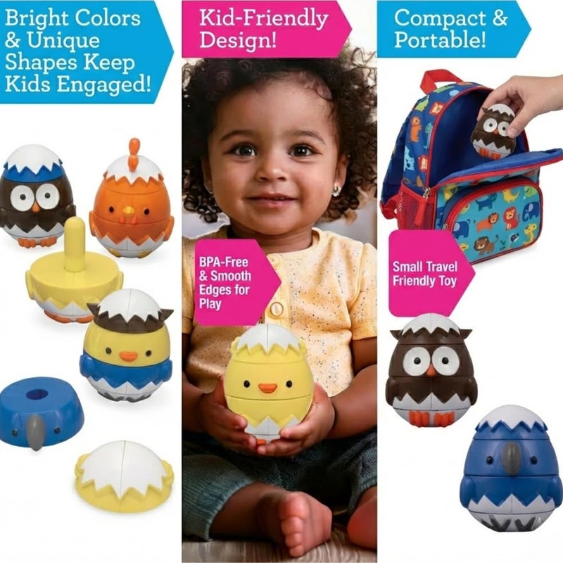 Svan Easter Egg Stacking & Sorting Animal Toys, Mix & Match Hatching Nesting Dolls (4 Farm Friends)- Fine Motor Skill Shape Sorters, Preschool Building Game- Baby Toddler Kid Basket Stuffer Montessori Gift - Image 5