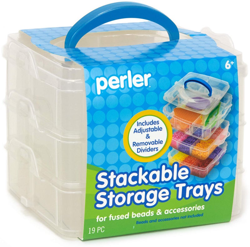 Perler Bead Large Organizer Stackable Storage Container Bead Trays, 3pc. - Image 1