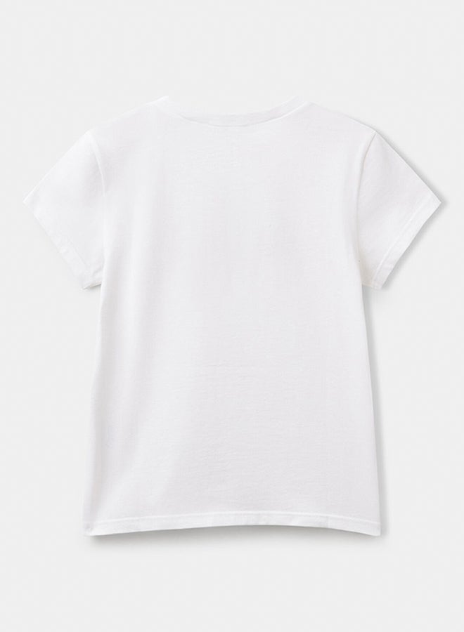 بينيتون تي شيرت بنات مع شعار لامع من القطن - Image 2