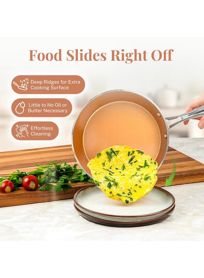 جوثام ستيل مقلاة جوثام ستيل النحاسية المطروقة مقاس 12 بوصة غير لاصقة مع غطاء، مقلاة غير لاصقة مع غطاء، مقلاة سيراميك غير سامة للطهي، مقلاة غير لاصقة، مقلاة حثية، آمنة للاستخدام في الفرن وغسالة الأطباق - Image 3