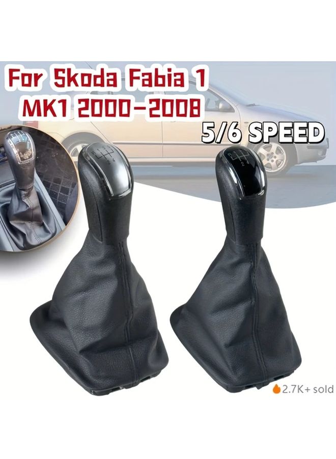 Black 6 Speed Manual Transmission Faux Leather Shift Knob Premium Car Interior Accessory - Image 1