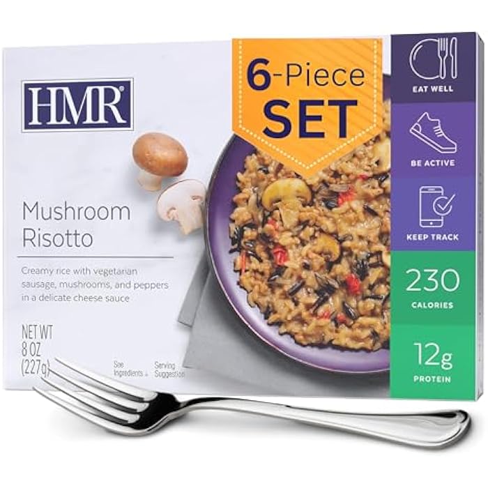 HMR Mushroom Risotto Entrée | Pre-packaged Lunch or Dinner to Support Weight Loss | Ready to Eat | Vegetarian | 12g of Protein | Low Calorie Food | 8oz Serving per Meal | Pack of 6 - Image 1