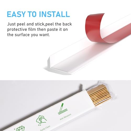 AdoDecor Peel and Stick Aluminum Tile Trim,10-Pack 12 Inch Decorative Brushed Metal Trim Edge,Self Adhesive Tile Liner for Fireplace, Mirror Frame, Furniture and Home Decoration, White. - Image 4