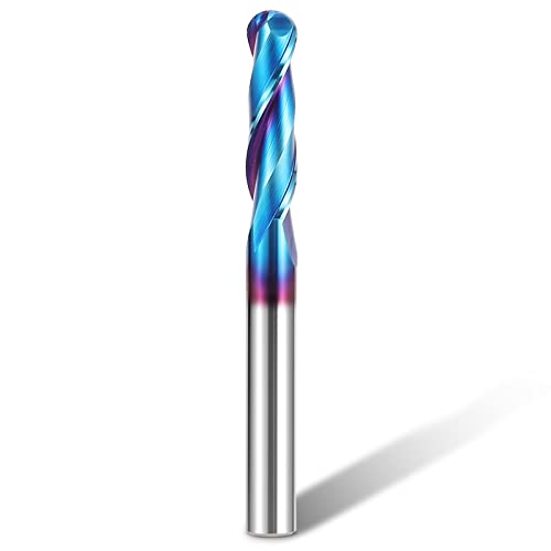 HQMaster Ball Nose Router Bit Upcut 1/4 Inch Shank Solid Carbide CNC Router Bit with Nano Blue Coating CNC Bits End Mill for Woodwork Mortise Slot Trim - Image 1