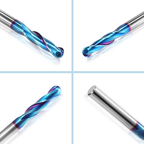 HQMaster Ball Nose Router Bit Upcut 1/4 Inch Shank Solid Carbide CNC Router Bit with Nano Blue Coating CNC Bits End Mill for Woodwork Mortise Slot Trim - Image 3