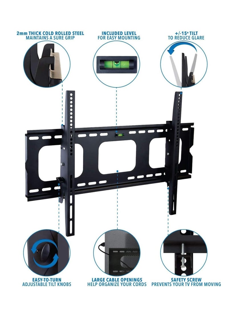 BGM Tilting TV Wall Mount Bracket For Samsung Sony Vizio LG Panasonic TCL Element 32 40 42 47 50 55 60 65 Inch TVs VESA 200x200 400x400 600x400, 750x450 Compatible Premium Tilt 175 Lbs Capacity  - Image 2