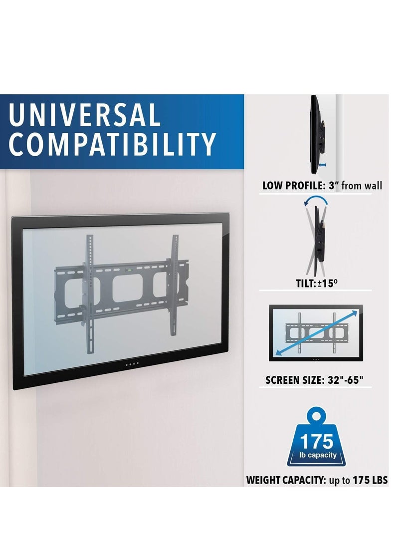 BGM Tilting TV Wall Mount Bracket For Samsung Sony Vizio LG Panasonic TCL Element 32 40 42 47 50 55 60 65 Inch TVs VESA 200x200 400x400 600x400, 750x450 Compatible Premium Tilt 175 Lbs Capacity  - Image 3