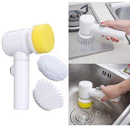 FosCadit MultiFunctional Household Tools Bath Kitchen Cleaning Brush Electrically Driven Magic Brush for Tiles Sink Wash Basin etc Multicolor - Image 1