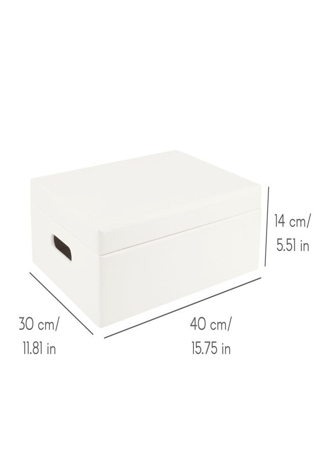 Creative Deco XL White Wooden Box Storage with Hinged Lid | 15.8x11.8x5.5in (+-0.5) | with Handles | Gift Box for Tool Dog Toy Shoes Clothes Kitchen Storage | Wood Keepsake Chest - Image 3