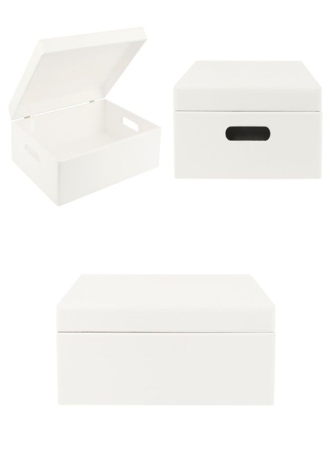 Creative Deco XL White Wooden Box Storage with Hinged Lid | 15.8x11.8x5.5in (+-0.5) | with Handles | Gift Box for Tool Dog Toy Shoes Clothes Kitchen Storage | Wood Keepsake Chest - Image 5