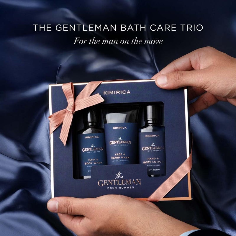 Kimirica Rakhi Gift For Brother Gentlemen Bath Care Trio Gift Set For Men's |Premium Gift Set For Husband & Boyfriend,Brother Rakshabandhan Set of 3 - Image 3