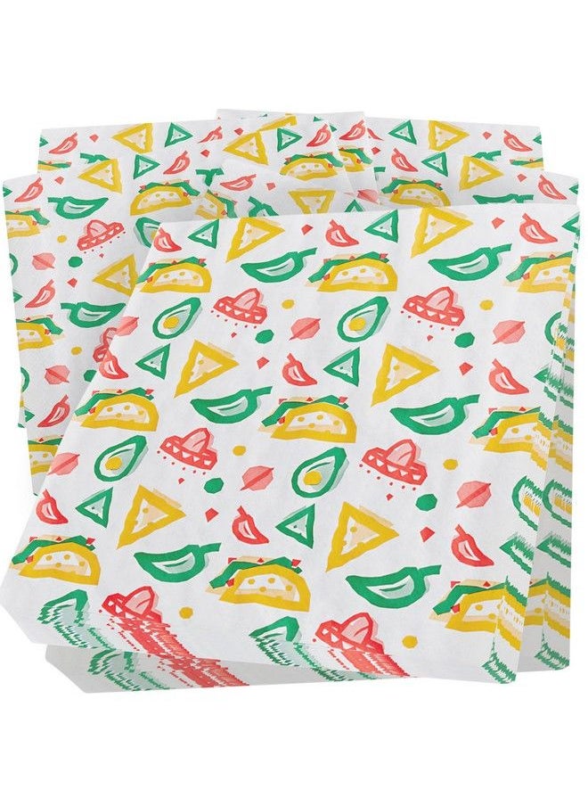 Avant Grub Fun Fiesta Style 12In Deli Paper 50 Ct. Greaseproof Microwavesafe Mexican Themed Tissue Great For Burrito Wrappers Or Nacho Basket Liners. Southwest Party Supplies For Cinco De Mayo Celebration  - Image 1