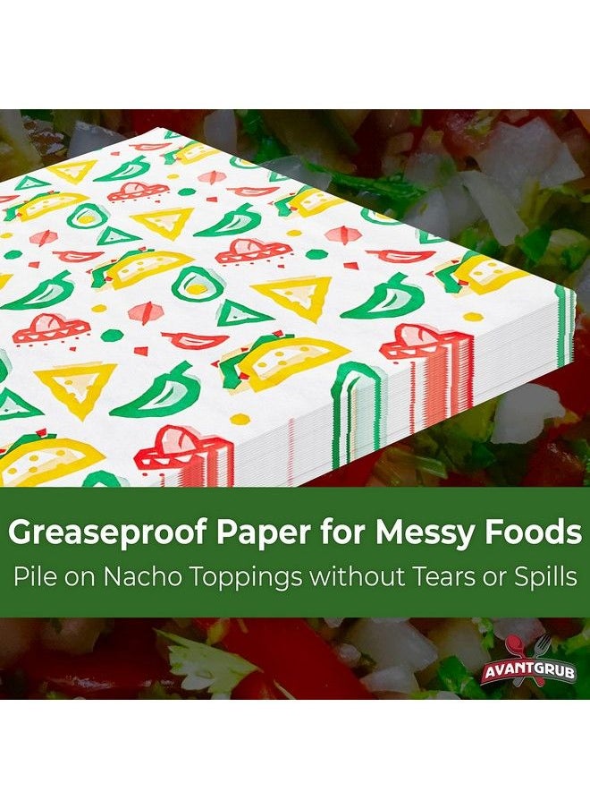 Avant Grub Fun Fiesta Style 12In Deli Paper 50 Ct. Greaseproof Microwavesafe Mexican Themed Tissue Great For Burrito Wrappers Or Nacho Basket Liners. Southwest Party Supplies For Cinco De Mayo Celebration  - Image 5