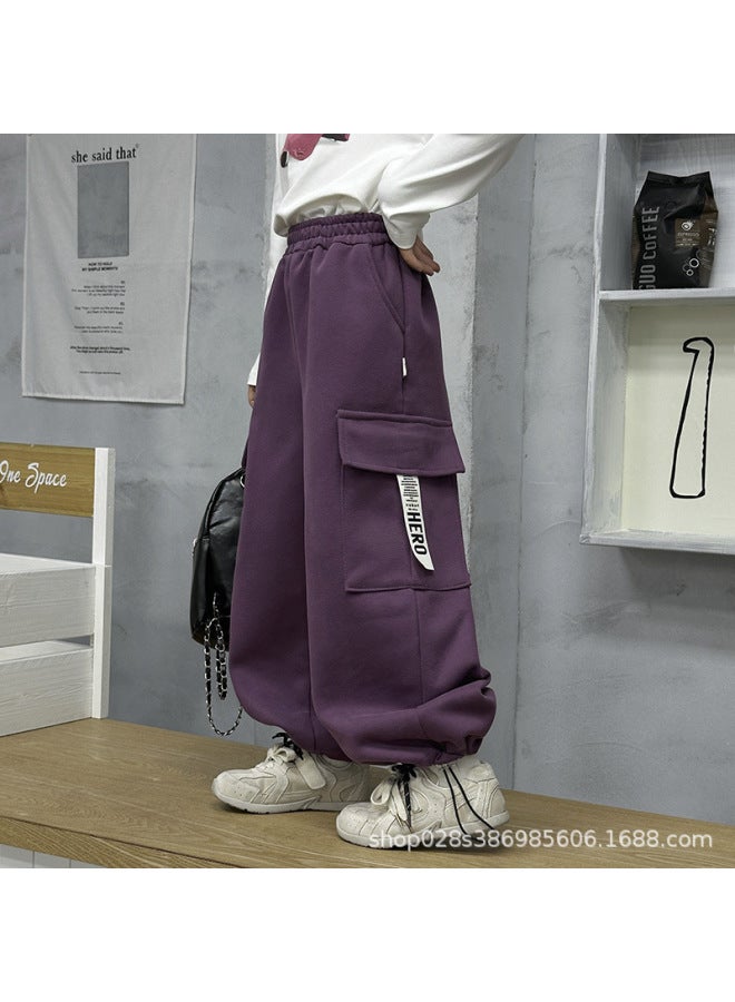 Children's Cargo Pants Autumn And Winter New Korean Style Medium And Large Children's Long Pants Boys And Girls Casual Drawstring Sweatpants Export