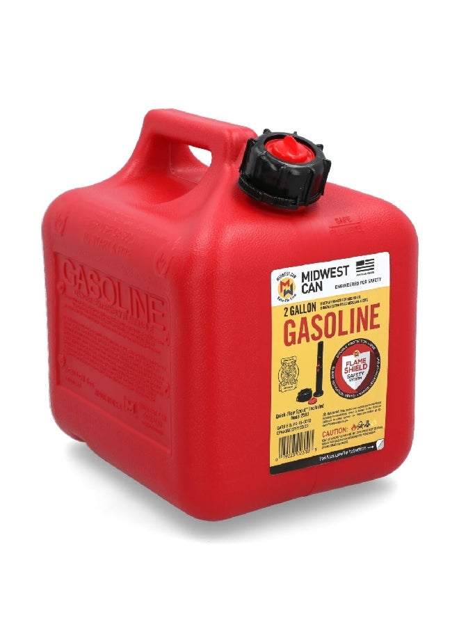 Midwest - Quick-Flow Portable Ergonomic Gasoline Gas Can with FlameShield Safety System Red 2 Gal 2310 - Image 1