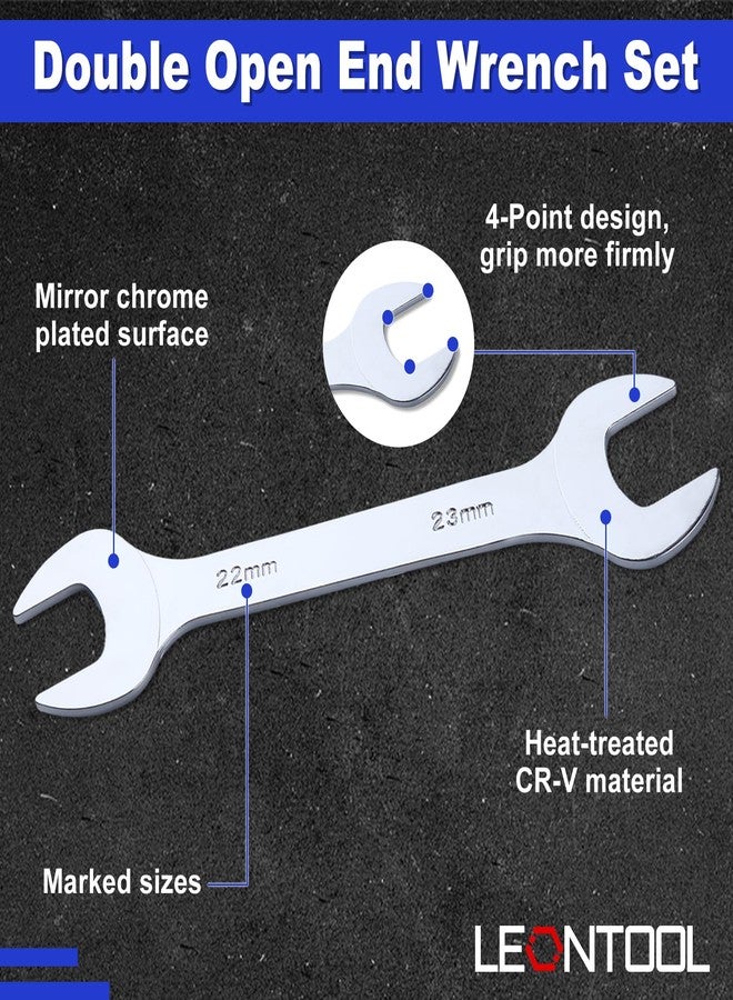 LEONTOOL 16-Piece Super-Thin Open End Wrench Set SAE & Metric 3/8" to 1-1/4" and 5.5mm to 27mm Slim Spanner Wrench Set CR-V Steel Double Open End Wrench Set Bike Wrench Set with Rolling Pouch - Image 3