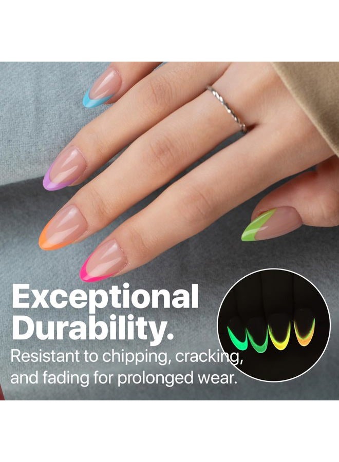 SXC Cosmetics X-Pro Tips French Tip Press On Nails - Bright Pastel Glow in the Dark Series (GLOW114KIT-S Almond) - Image 3