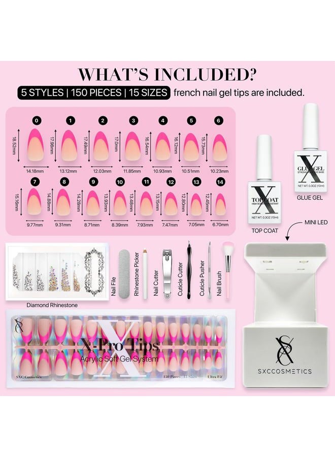 SXC Cosmetics X-Pro Tips French Tip Press On Nails - Bright Pastel Glow in the Dark Series (GLOW114KIT-S Almond) - Image 4