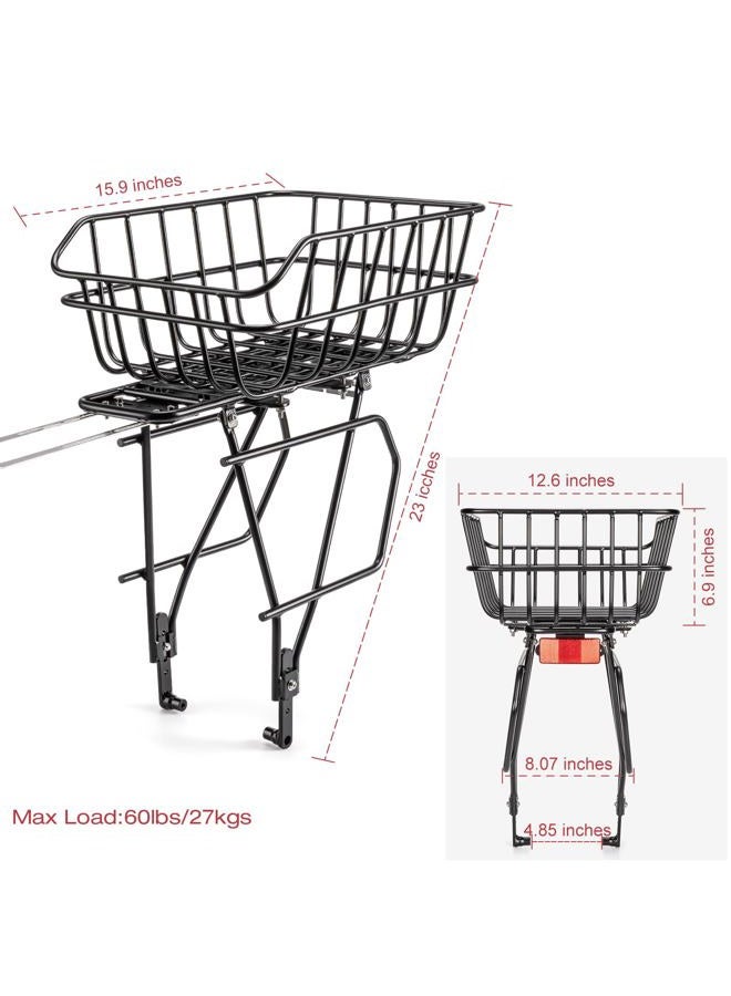 CXWXC Rear Bike Rack with Basket - Bike Cargo Rack for Disc Brake/Non-Disc Brake Mount - Bicycle Pannier Rack, Touring Carrier Rack fit 26”-29” and 700c - Image 5