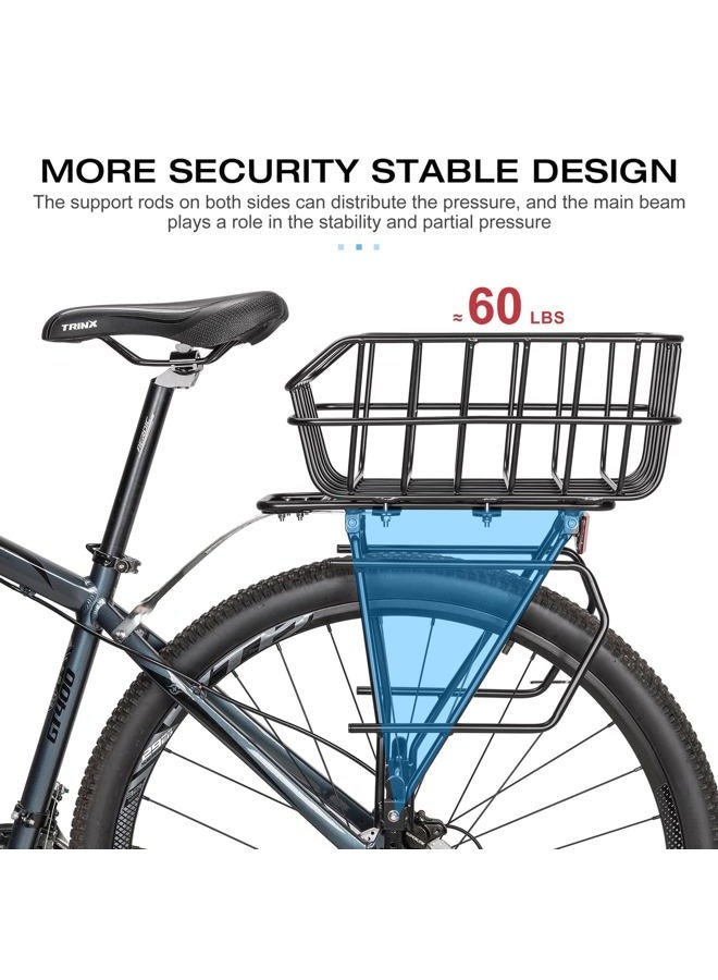 CXWXC Rear Bike Rack with Basket - Bike Cargo Rack for Disc Brake/Non-Disc Brake Mount - Bicycle Pannier Rack, Touring Carrier Rack fit 26”-29” and 700c - Image 3