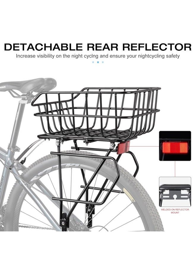 CXWXC Rear Bike Rack with Basket - Bike Cargo Rack for Disc Brake/Non-Disc Brake Mount - Bicycle Pannier Rack, Touring Carrier Rack fit 26”-29” and 700c - Image 4
