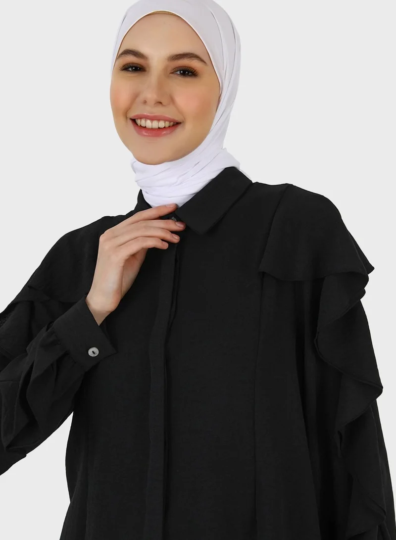 Refka by modanisa Ruffle Sleeve Button Down Tunic