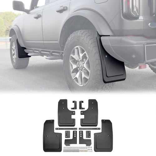 JTYZSM Mud Flaps for 2021-2025 2026 Ford Bronco 2/4-Door, No Drill Splash Guards Front & Rear Truck Mud Guards with Hardware Accessories Mudflaps Set 4pcs (NOT for Sport) - Image 1
