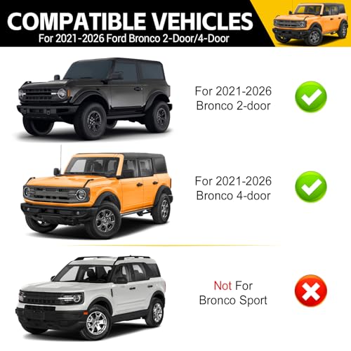 JTYZSM Mud Flaps for 2021-2025 2026 Ford Bronco 2/4-Door, No Drill Splash Guards Front & Rear Truck Mud Guards with Hardware Accessories Mudflaps Set 4pcs (NOT for Sport) - Image 3