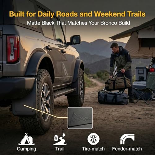 JTYZSM Mud Flaps for 2021-2025 2026 Ford Bronco 2/4-Door, No Drill Splash Guards Front & Rear Truck Mud Guards with Hardware Accessories Mudflaps Set 4pcs (NOT for Sport) - Image 4