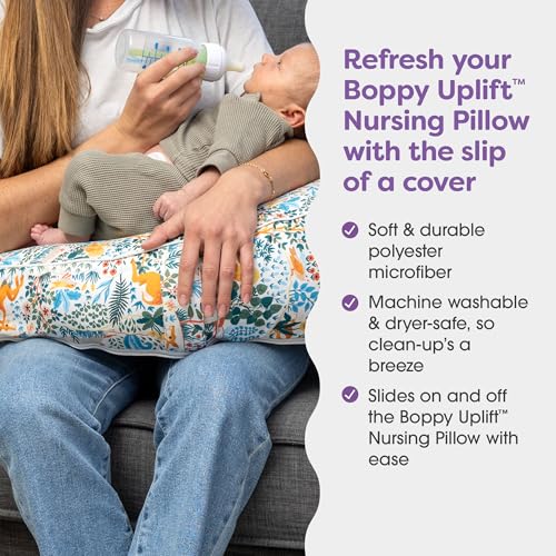 Boppy Uplift Nursing Pillow Cover Soft Washable Microfiber Bottle Breastfeeding Pillow Cover with Belt Uplift Feeding Pillow Sold Separately Colorful Forest Animals - Image 3