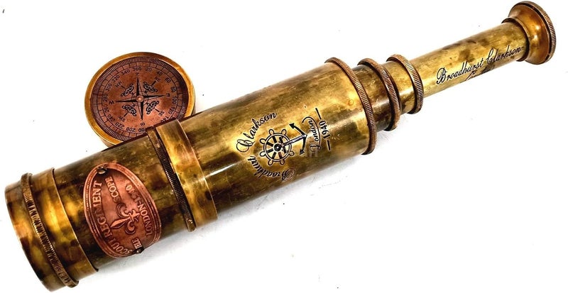 ALADEAN Scout Regiment Brass Telescope 19" London 1940 Broadhurt Clarkson Antique Replica Spyglass Scope High Resolution DF Lens Brilliant Magnification (Scout -19") - Image 4