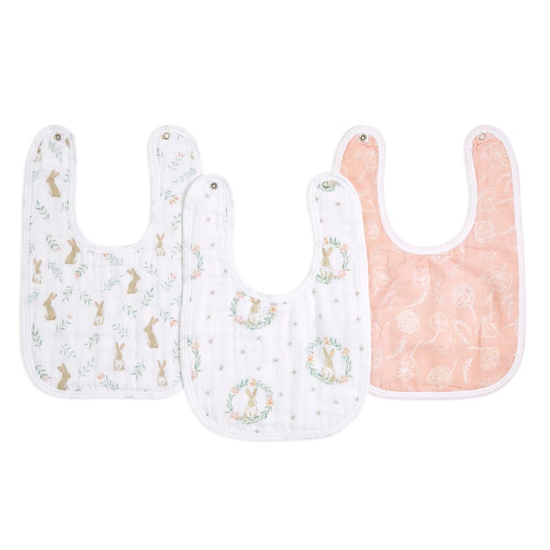 aden + anais essentials cotton muslin snap bib 3-pack - Image 1
