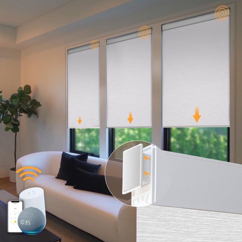 Motorized Blinds No Drill Automatic Blinds for Windows Cordless Roller Shades Electric Blinds with Remote Control Smart Blinds White 20 x 72