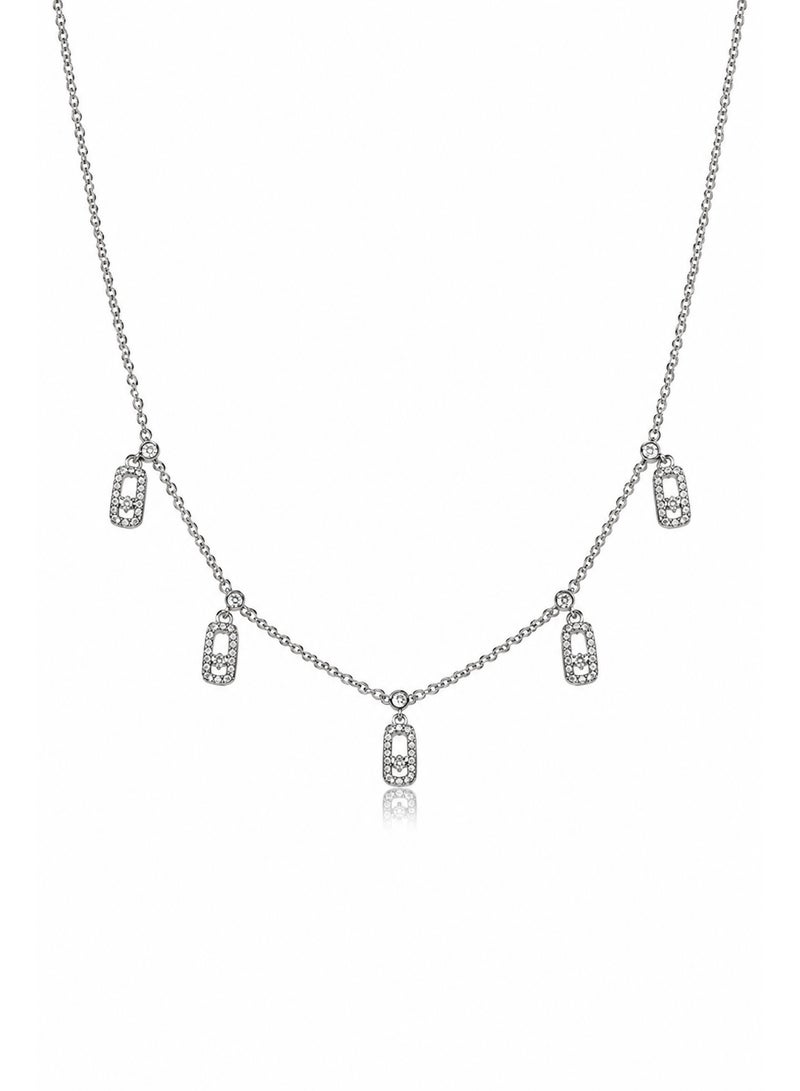 RAFAL Elegant Sparkling Zircon Necklace for Women – Luxury Silver-Plated Soft Dainty Chain, Premium Sophisticated Modern Jewelry for Special Occasions, Birthdays & Luxury Gifting - Image 1