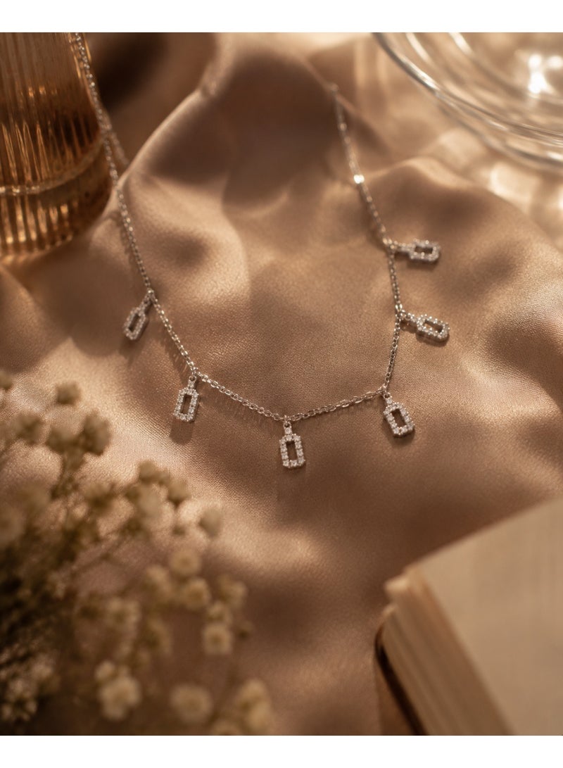 RAFAL Elegant Sparkling Zircon Necklace for Women – Luxury Silver-Plated Soft Dainty Chain, Premium Sophisticated Modern Jewelry for Special Occasions, Birthdays & Luxury Gifting - Image 2