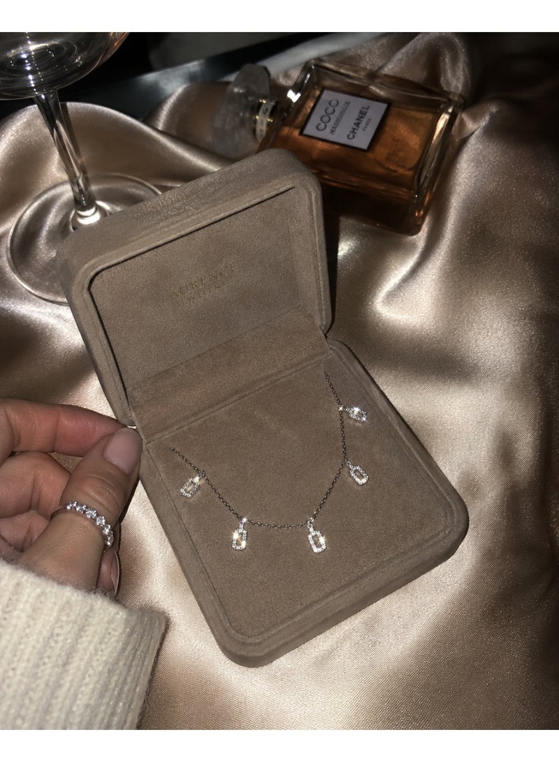 RAFAL Elegant Sparkling Zircon Necklace for Women – Luxury Silver-Plated Soft Dainty Chain, Premium Sophisticated Modern Jewelry for Special Occasions, Birthdays & Luxury Gifting - Image 3