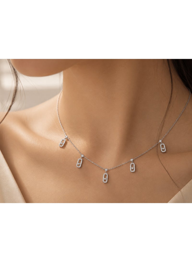 RAFAL Elegant Sparkling Zircon Necklace for Women – Luxury Silver-Plated Soft Dainty Chain, Premium Sophisticated Modern Jewelry for Special Occasions, Birthdays & Luxury Gifting - Image 4