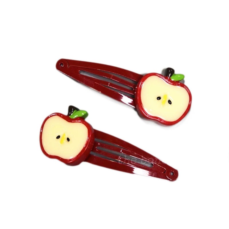 BBTDIN Apple Bow Clips Baby Girls Fruit Hair Pin Apple Hair Clips Baby Fruits Ribbon Bows BBG88 (4 Pcs-Hair Pin) - Image 2