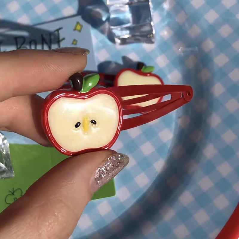 BBTDIN Apple Bow Clips Baby Girls Fruit Hair Pin Apple Hair Clips Baby Fruits Ribbon Bows BBG88 (4 Pcs-Hair Pin) - Image 5