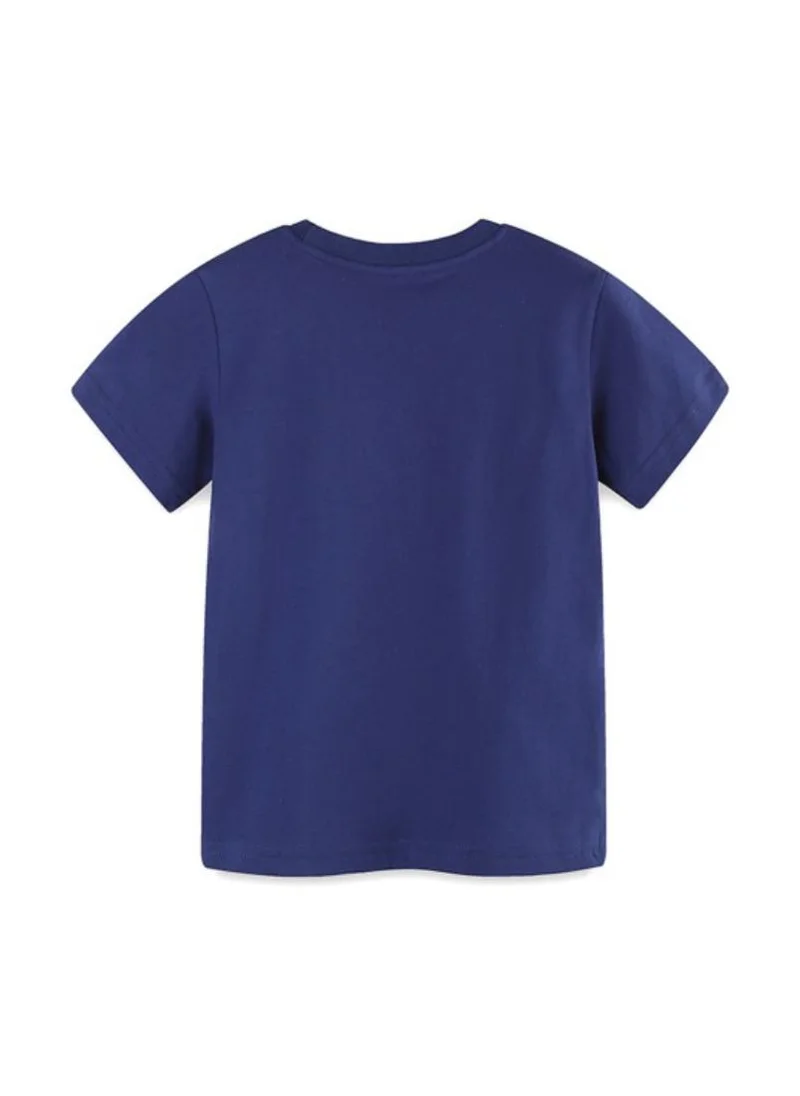 يونيكي Navy Blue Graphic Printed Round Neck T-shirt