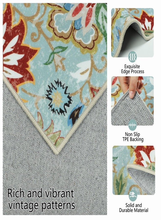 Homcomoda Boho Floral Kitchen Rugs Sets 3 Piece with Runner Kitchen Mats for Floor Non Slip Kitchen Rugs and Mats Washable Kitchen Runner Rug Sets for Hallway Laundry Kitchen - Image 3
