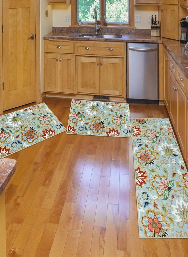 Homcomoda Boho Floral Kitchen Rugs Sets 3 Piece with Runner Kitchen Mats for Floor Non Slip Kitchen Rugs and Mats Washable Kitchen Runner Rug Sets for Hallway Laundry Kitchen - Image 5