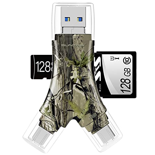 SUNTRSI SD Card Reader for iPhone/ipad/Android/Mac/Computer/Camera,4 in1 Micro SD Card Reader Trail Camera Viewer, Portable Memory Card Reader SD Card Adapter for SD and TF Cards - Image 1