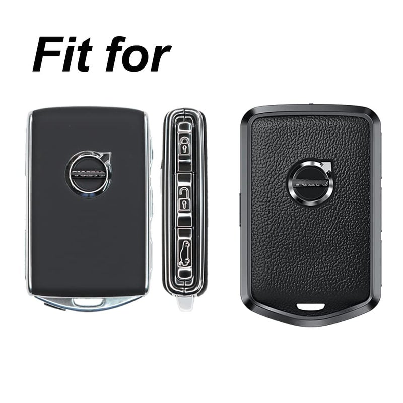 ontto Leather Key Fob Cover with Keychain Stylish Key Case Full Protection Fit for Volvo XC90 S90 XC60 2018 2019 Blue - Image 3