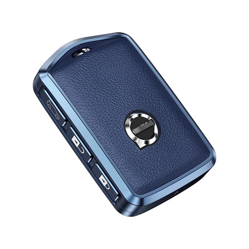 ontto Leather Key Fob Cover with Keychain Stylish Key Case Full Protection Fit for Volvo XC90 S90 XC60 2018 2019 Blue - Image 1