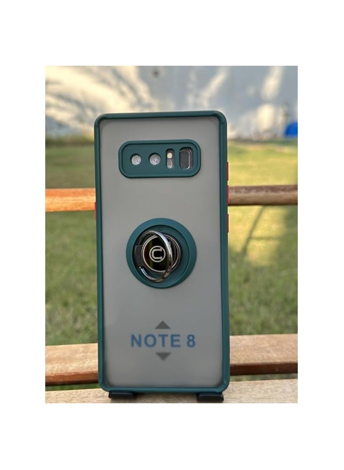 Samsung Galaxy Note8 Case Flexible Silicone Cover, Camera Protection Thin Translucent Shockproof Matte Back Cover with 360 rotational Car Mount Magnetic Ring Holder For Samsung Galaxy Note 8 Green - Image 1