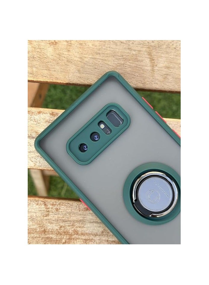 Samsung Galaxy Note8 Case Flexible Silicone Cover, Camera Protection Thin Translucent Shockproof Matte Back Cover with 360 rotational Car Mount Magnetic Ring Holder For Samsung Galaxy Note 8 Green - Image 2
