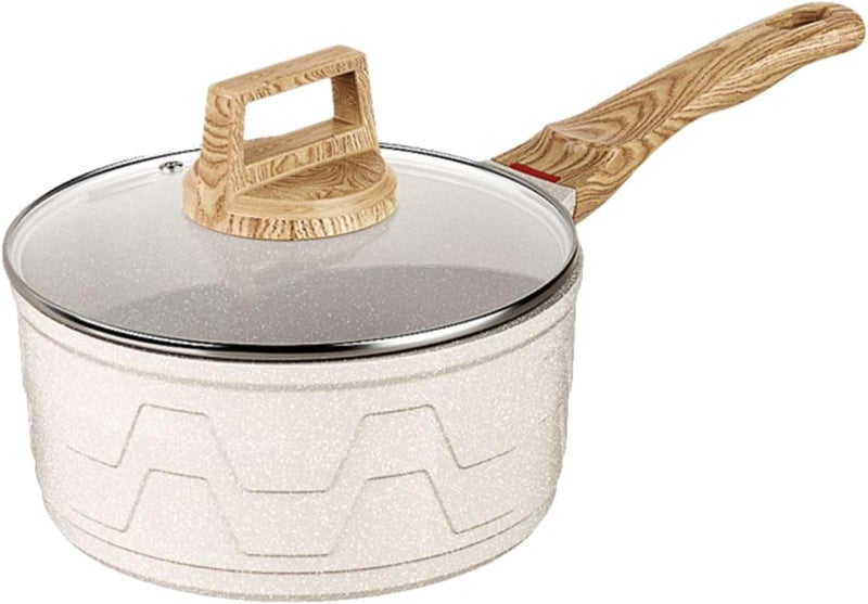 Non Stick Milk Pot Butter Warmer Butter Melting Pot Soup Pot Sauce Pan for Kitchen Induction Cooker Stove Top, White - Image 1